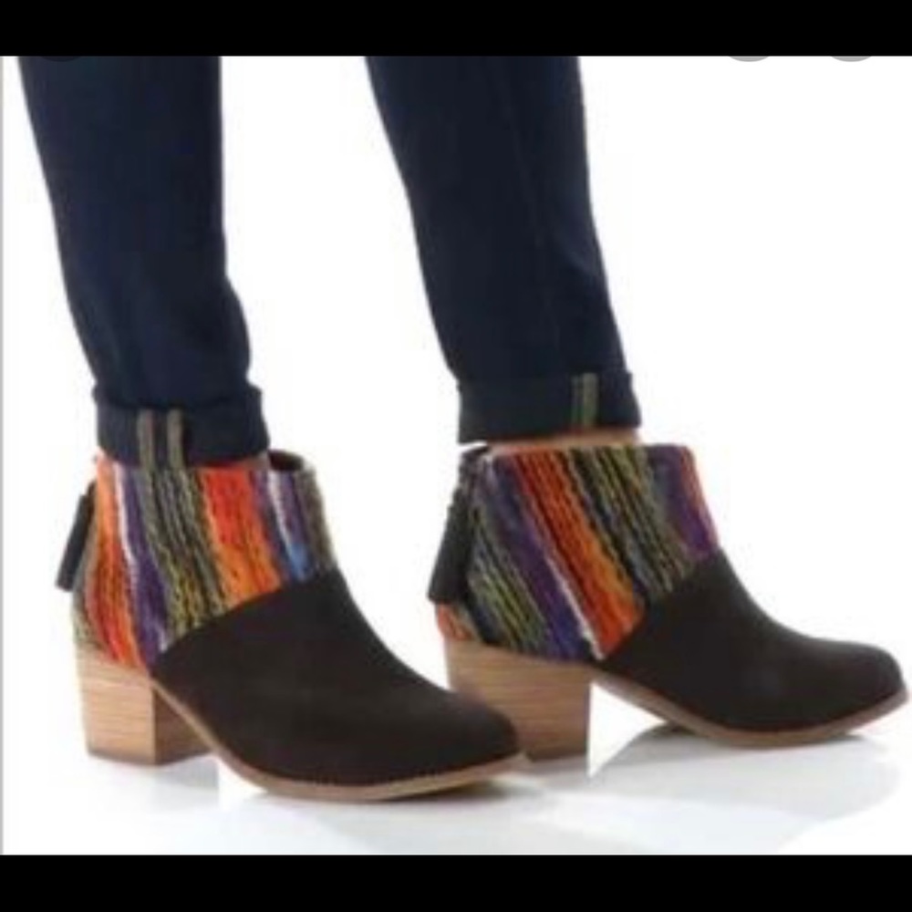 Toms Leila Suede & Yarn Bootie, in Chocolate.